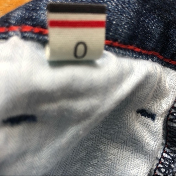 TOMMY Hilfiger Y2K 90s Denim Jean Miniskirt Frayed Hem Size 0 - Picture 6 of 6